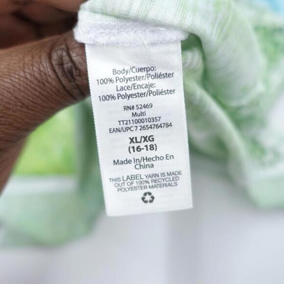 Time And Tru Shirt Women's XL (16-18) Blue Green Tie-Dye Short Sleeve Pullover - Picture 6 of 7